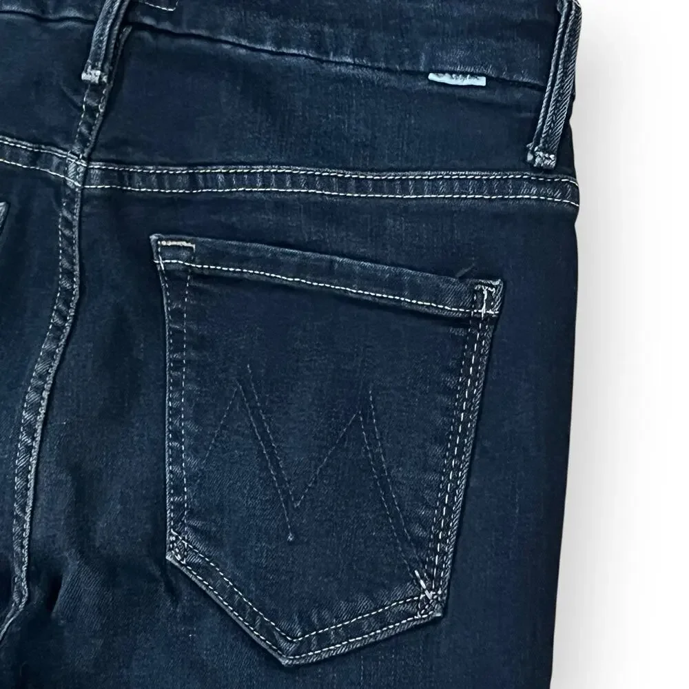 MOTHER Jeans Womens 26 High Waisted Looker Coffee Tea Or Me Denim Dark Blue Wash